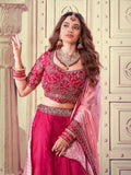 Designer Pink Embroidered Bridal Lehenga choli Set - women's fashion mart