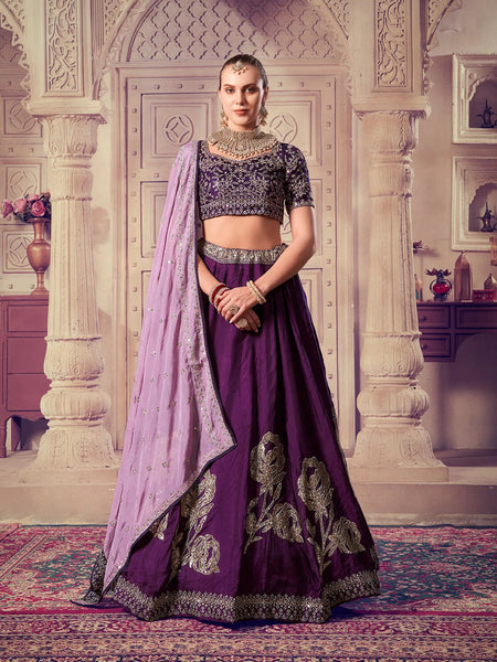 Designer Wine Embroidered Bridal Lehenga choli Set - women's fashion mart