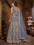 Gorgeous Pearls Worked Dark Grey Bridal Lehenga Choli - women's fashion mart