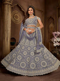 Gorgeous Pearls Worked Dark Grey Bridal Lehenga Choli - women's fashion mart