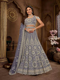 Gorgeous Pearls Worked Dark Grey Bridal Lehenga Choli - women's fashion mart