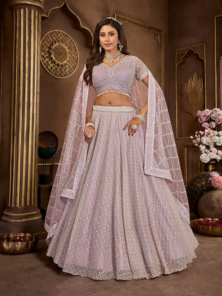 Luxurious Lavender Embroidered Bridal Lehenga Choli - women's fashion mart