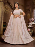 Stunning and Premium Net Baby Pink Bridal Lehenga Choli - women's fashion mart
