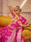 Glowing Pink Georgette Saree with Weaving Butta Border - women's fashion mart