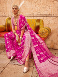 Glowing Pink Georgette Saree with Weaving Butta Border - women's fashion mart