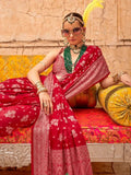 Ravishing Red Georgette Saree with Weaving Butta Border - women's fashion mart