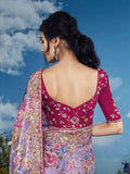 Luxurious Lavender Heavily Floral Embroidered Brasso Saree - women's fashion mart