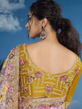Lustrous Light Pink Heavily Floral Embroidered Brasso Saree - women's fashion mart