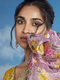 Lustrous Light Pink Heavily Floral Embroidered Brasso Saree - women's fashion mart