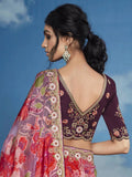 Pristine Pink Heavily Floral Embroidered Brasso Saree - women's fashion mart
