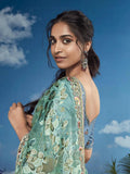 Passionate Pista  Heavily Floral Embroidered Brasso Saree - women's fashion mart