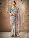 Pleasing Lavender Designer Silk Embroidered Saree - women's fashion mart