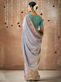Pleasing Lavender Designer Silk Embroidered Saree - women's fashion mart