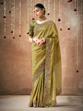 Iconic Olive Designer Silk Embroidered Saree - women's fashion mart