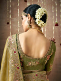 Iconic Olive Designer Silk Embroidered Saree - women's fashion mart