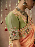 Precious Peach Designer Silk Embroidered Saree - women's fashion mart