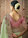 Passionate Pista Green Designer Silk Embroidered Saree - women's fashion mart