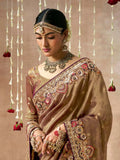 Classic Brown Designer Silk Saree With Heavy Embroidered Work - women's fashion mart