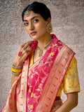Iconic Red Banarasi Silk Saree Floral Embroidered - women's fashion mart