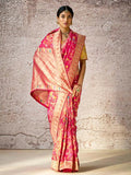 Iconic Red Banarasi Silk Saree Floral Embroidered - women's fashion mart