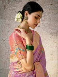 Enticing Lavender Banarasi Silk Saree Floral Embroidered - women's fashion mart