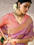 Enticing Lavender Banarasi Silk Saree Floral Embroidered - women's fashion mart