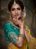 Elegant Mustard Yellow Embroidered Fancy Saree - women's fashion mart