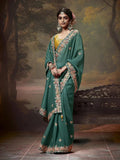 Elegant Aqua Green Embroidered Fancy Saree - women's fashion mart