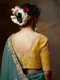 Elegant Aqua Green Embroidered Fancy Saree - women's fashion mart