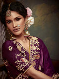 Elegant Burgundy Embroidered Fancy Saree - women's fashion mart