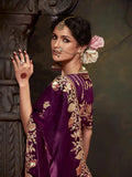 Elegant Burgundy Embroidered Fancy Saree - women's fashion mart