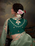 Elegant Light Green Embroidered Fancy Saree - women's fashion mart