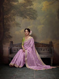 Elegant Lavender Embroidered Fancy Saree - women's fashion mart