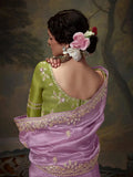 Elegant Lavender Embroidered Fancy Saree - women's fashion mart