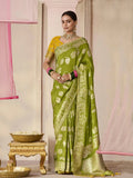 Green Designer Silk Saree with Floral Weaving Work - women's fashion mart