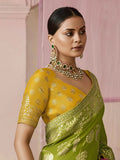 Green Designer Silk Saree with Floral Weaving Work - women's fashion mart