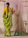 Green Designer Silk Saree with Floral Weaving Work - women's fashion mart