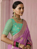 Lavender Designer Silk Saree with Floral Weaving Work - women's fashion mart
