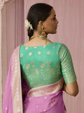 Lavender Designer Silk Saree with Floral Weaving Work - women's fashion mart