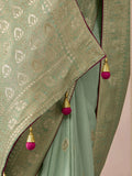 Pista Green Designer Silk Saree with Floral Weaving Work - women's fashion mart