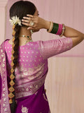 Purple Designer Silk Saree with Floral Weaving Work - women's fashion mart