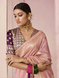Mauve Designer Silk Saree with Floral Weaving Work - women's fashion mart