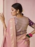 Mauve Designer Silk Saree with Floral Weaving Work - women's fashion mart