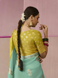 Mint Green Designer Silk Saree with Floral Weaving Work - women's fashion mart