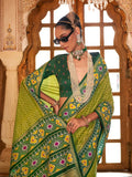 Outstanding Olive Green Silk Designer Patola Saree - women's fashion mart