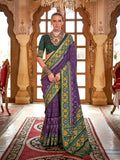 Heavenly Deep Purple Silk Patola Saree -Saree Unstitched women's fashion mart