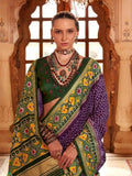 Heavenly Deep Purple Silk Patola Saree -Saree Unstitched women's fashion mart