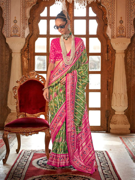 Fantastic Green Silk Designer Patola Saree - women's fashion mart