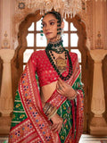 Comforting Dark Green Silk Patola Saree -Saree Unstitched women's fashion mart