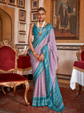 Enchanting Lavender Silk Saree with Traditional Patola Design - women's fashion mart